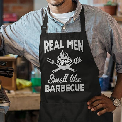 SANDJEST Funny Mens Aprons with Pockets for BBQ Grilling Cooking Grandpa Husband Apron for Birthday Christmas Father's Day