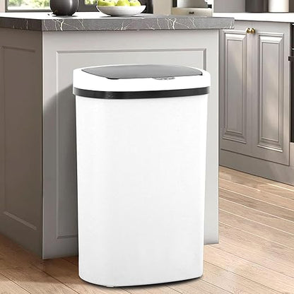 13 Gallon/50 L Kitchen Trash Can with Lid, Garbage Can with Touch-Free Lid, Cute Automatic Trash Can Bathroom Trash Bin, Motion Sensor Waterproof Trash Bin