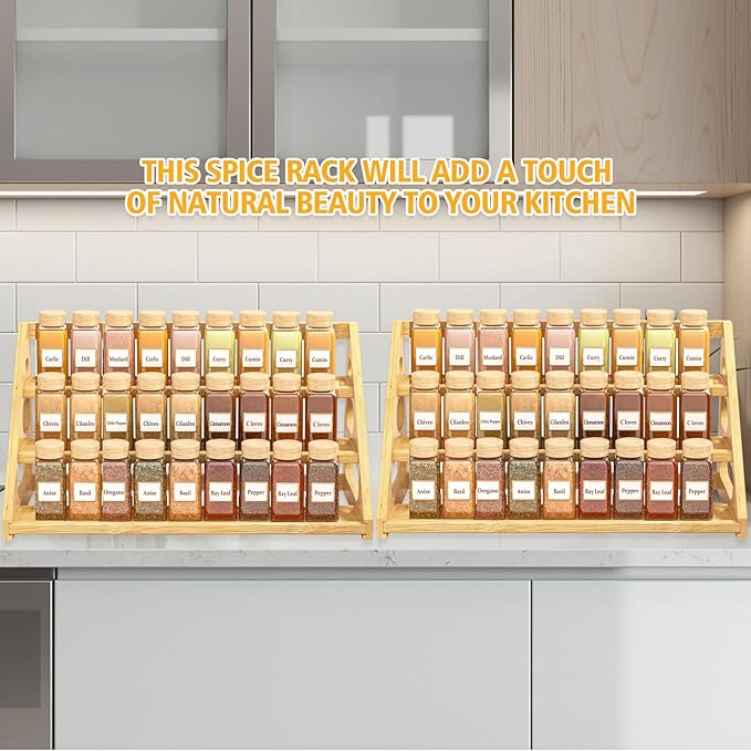 Spice Rack - Bamboo Wood Spice Rack Organization for Cabinet/Countertop - Image 6