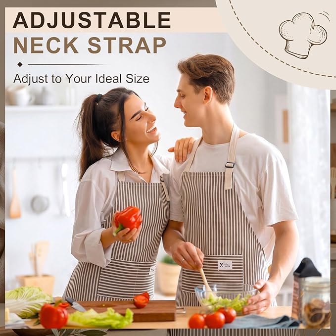 Janmercy 24 Pcs Aprons for Women Men with 2 Pockets Linen Cooking Kitchen Apron Adjustable Bib Chef Apron Bulk Aprons Unisex