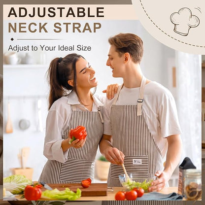 Janmercy 24 Pcs Aprons for Women Men with 2 Pockets Linen Cooking Kitchen Apron Adjustable Bib Chef Apron Bulk Aprons Unisex