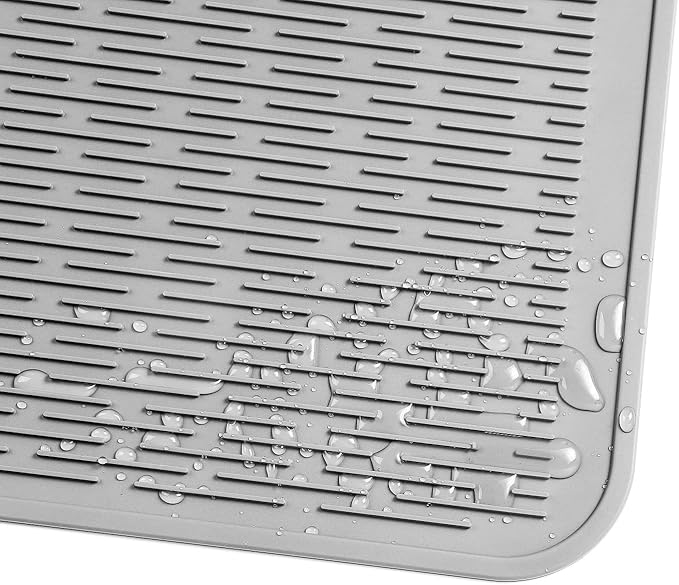 MicoYang Silicone Dish Drying Mat for Multiple Usage,Easy clean,Eco-friendly,Heat-resistant Silicone Mat for Kitchen Counter or Sink,Refrigerator or Drawer Liner Grey 2XL 24 inches x 18 inches - Image 9