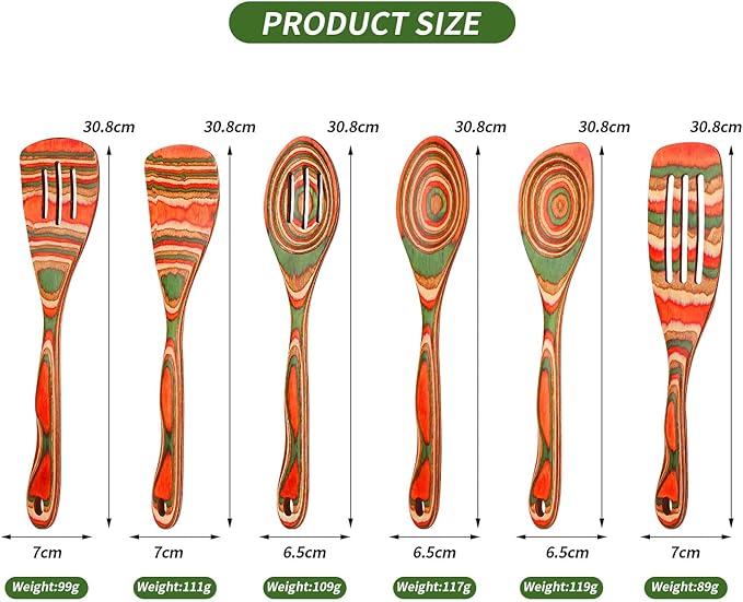 Wooden Spoons for Cooking, WOSPONFAN Kitchen Utensils Set, Pakkawood Kitchen Cooking Utensils Set, Apartment Essentials Wood Serving Spatula spoon, Salad Tongs, Home & kitchen Gift for Women