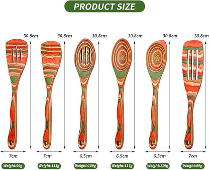 Wooden Spoons for Cooking, WOSPONFAN Kitchen Utensils Set, Pakkawood Kitchen Cooking Utensils Set, Apartment Essentials Wood Serving Spatula spoon, Salad Tongs, Home & kitchen Gift for Women