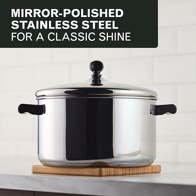 Farberware Classic Series Stainless Steel Pots and Pans with Baking Sheet Pan, Cooking Tools, and Lids, Induction Ready, Dishwasher Safe, 10 Piece Cookware Set, Metal Utensil Safe - Stainless Steel - Image 6