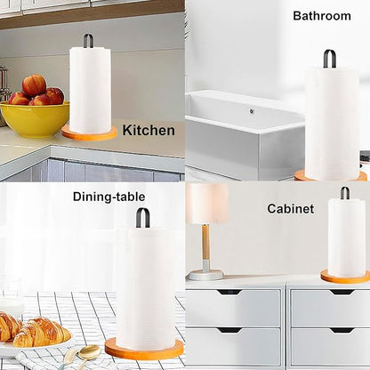 TONLEA Wooden Paper Towel Holder Countertop, Kitchen-Towel-Holder FreeStanding with Non-Slip Base for Bathroom - Image 6