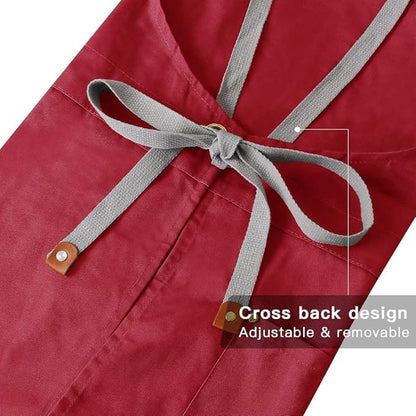 Mignongirl Crossback Apron with Pockets x2,Split Apron with Adjustable Straps,M-XXL - Image 4