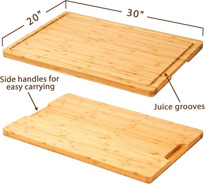 Allsum 30x20" Bamboo Cutting Board for Kitchen, Extra Large Wood Charcuterie Board with Side Handles and Juice Grooves, Stove Top Cover, Noodle Board over Sink, Cheese Serving Tray - Image 7