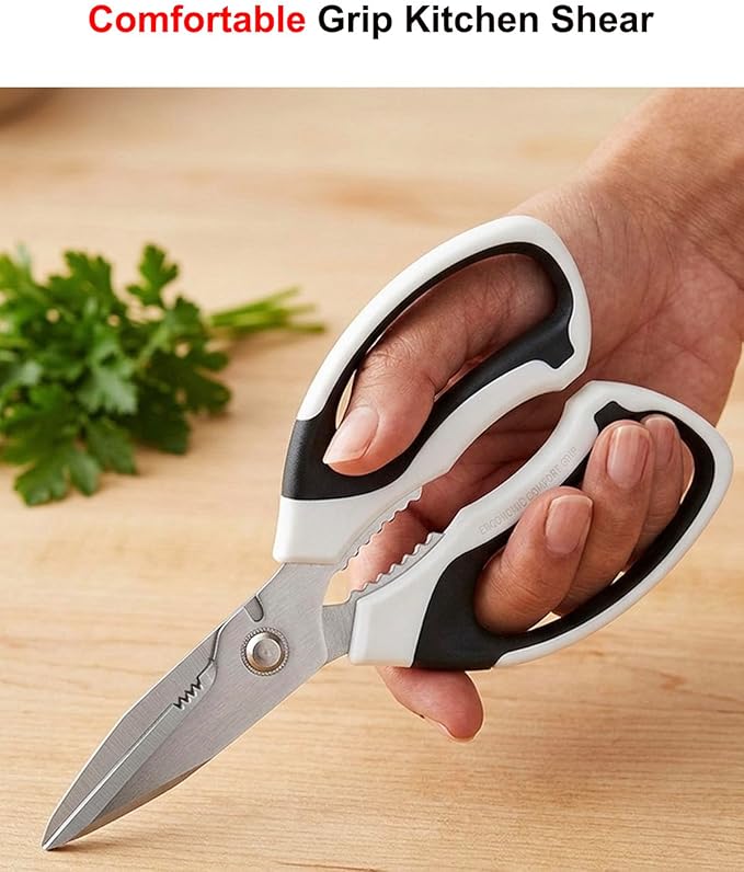 All-Purpose Kitchen Shears, Sharp Stainless Steel Kitchen Scissors with Protective Sheath, Cooking Scissors for Herbs, Bacon, Pizza, Vegetables & Food Packaging, Dishwasher Safe