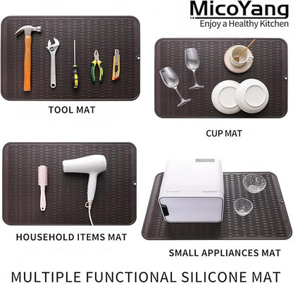 MicoYang Silicone Dish Drying Mat for Multiple Usage,Easy clean,Eco-friendly,Heat-resistant Silicone Mat for Kitchen Counter or Sink,Refrigerator or Drawer Liner Coffee 3XL 28 inches x 18 inches - Image 4