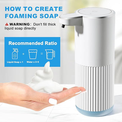 RYTOXILO Automatic Foaming Soap Dispenser, 2 Pack White Touchless Foam Hand Soap Dispenser Bathroom, 13.5 Fl Oz Plastic Electric Auto Foaming Dish Soap Dispensers Wall Mount for Kitchen