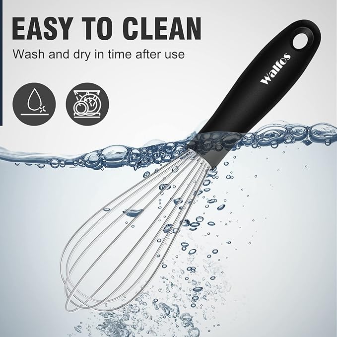 Walfos Mini Stainless Steel Whisk for Cooking - Heat Resistant Kitchen Whisks for Non-stick Cookware, Balloon Egg Beater Perfect for Blending, Whisking, Beating, Frothing & Stirring, 5+7in/12+17cm - Image 7