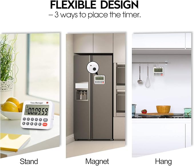 AIMILAR Magnetic Digital Kitchen Timer with Direct Numerical Keypad, Loud Alarm - 99Hr Countdown Count Up Timer for Cooking Baking Classroom, Batteries Included - Image 7