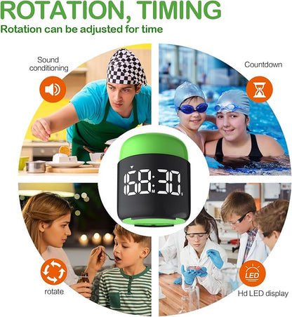 Table Twist Timer, Large LED Display Stopwatch, Silent & Loud Alarm, 199 Minute Countdown & Up, Vintage Night Light, for Kitchen Cooking Meeting Teacher Classroom Office Yoga Fitness Games (Green)