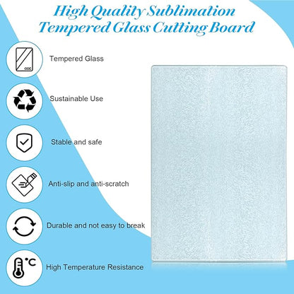 10 Pcs Sublimation Cutting Board Blanks, Textured Tempered Glass Cutting Boards For Kitchen, Anti Slip Chopping Board For Countertop Heat Press Machine Personalized Home Decoration