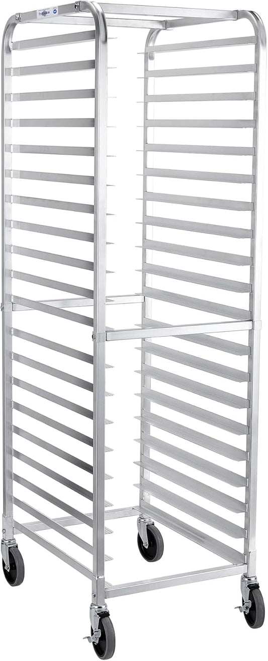 Profeeshaw Bun Pan Bakery Rack 20 Tier with Wheels, Aluminum Racking Trolley Storage for Half or Full Sheets