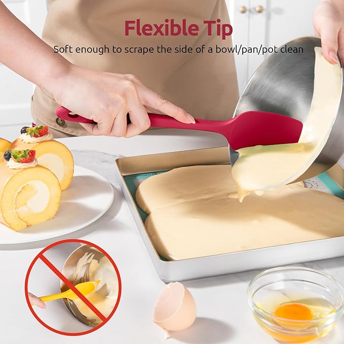 U-Taste Silicone Spatula Set with 600 Degrees Fahrenheit Heat Resistant (Red) - Image 4