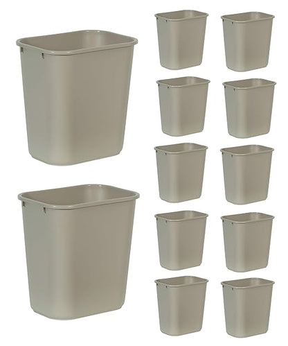 Rubbermaid Commercial Products Wastebasket/Trash Can, 7-Gallon/28-Quart, Beige, Plastic, for Bedroom/Bathroom/Office, Fits Under Desk/Sink, Pack of 12 by RubbermaidCommercialProducts