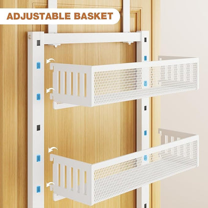 Pantry Door Organizers and Storage, 6-Tier Large Metal Heavy-Duty Frame Over the Door Spice Rack, 2 in 1 Wall-Mounted or Hanging shelf for Kitchen, Bathroom, Laundry Room, Bedroom, Closet &Nursery - Image 8