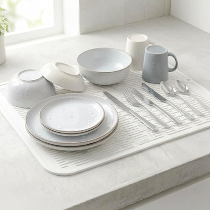 MicoYang Silicone Dish Drying Mat for Multiple Usage,Easy clean,Eco-friendly,Heat-resistant Silicone Mat for Kitchen Counter or Sink,Refrigerator or Drawer Liner White XL 18 inches x 16 inches - Image 6