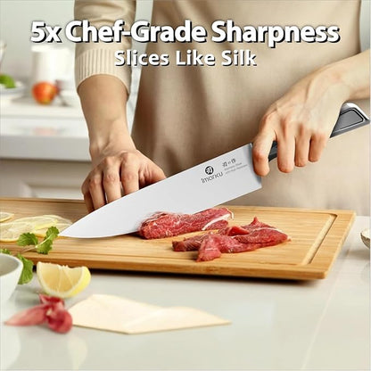 imarku Knife Set, 10 PCS Japanese Stainless Steel Knife Block Set, Kitchen Knife Sets with Wooden Drawer Organizer, Drawer Knife Set, Dishwasher Safe, Ultra Sharp Chef Knife, Gifts for Mom - Image 2
