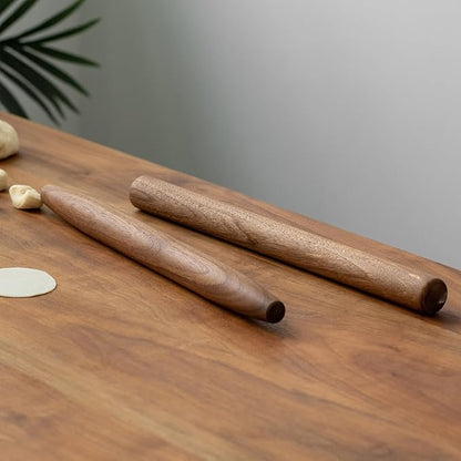 Muso Wood Decorative French Rolling Pins for Baking,Wooden Rolling Pin,Pastry Pizza Dough Roller (Walnut 15-3/4 Inch) - Image 6