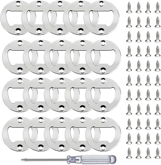 Bottle Opener Insert - 20 Sets Stainless Steel Inserts Kit with Screws Screwdriver for DIY Resin Mould Kit Hardware Parts Supply(Silver) by TECARATE