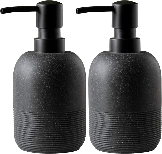 GalDal Matte Black Soap Dispenser Sets with Pump,Hand Soap and Lotion Dispenser for Bathroom Countertop,Morden Soap Dispenser for Kitchen-10.6oz. by GalDal