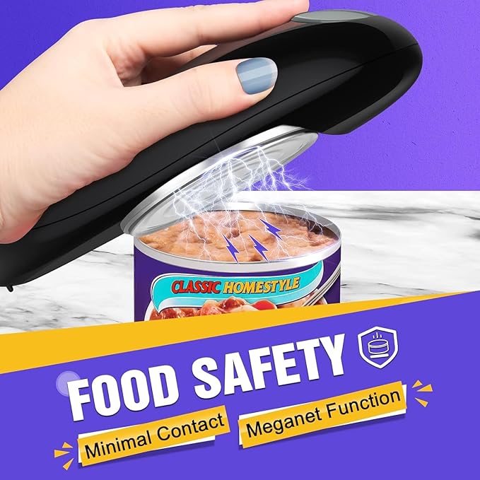 One Touch Battery Operated Electric Can Opener Fits Almost Size Can With Smooth Edge, Hands Free Electric Can Openers for Kitchen, Kitchen Gadgets Automatic Can Opener for Seniors, Arthritis Black - Image 6
