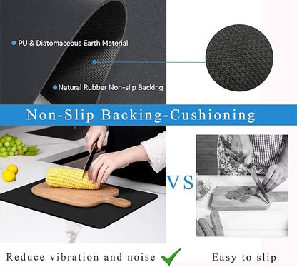 Dish Drying Mat for Kitchen Counter,Drying Mat for Dish Rack,Absorbent Hide Stain Rubber Mat,Coffee Mat, Kitchen Counter Mat (Black, 18"x24") - Image 6