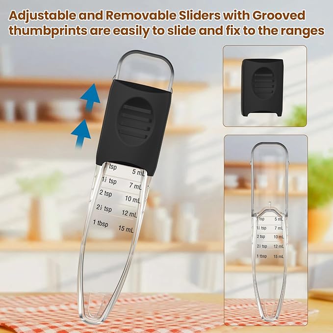 Professional Adjustable Measuring Spoons Set of 2#2258, Fits in Spice Jars, Teaspoon Measuring Spoons 9 in 1 for Dry and Liquid, BPA- free & Dishwasher Safe - Image 4