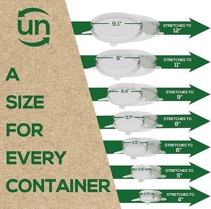 unwasted Reusable Silicone Lids (X-Small) – Upgrade Your Kitchen Gadgets with Our Silicone Covers for Food Storage – Reusable Silicone Stretch Lids and Food Covers for Containers Up to 5” (Pack of 6)