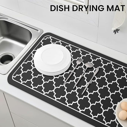 WISELIFE Dish Drying Mat Super Absorbent Drying Mat Large Dish Drying Mats for Kitchen Counter Easy Clean Dish Mat Kitchen Drying Mat18"x 36" Stylish Black - Image 7