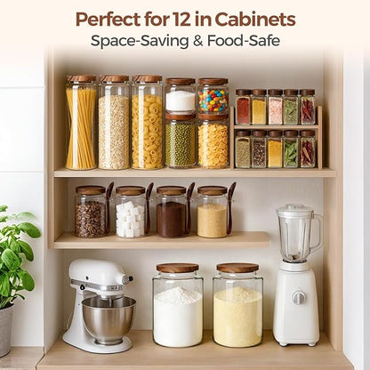 ComSaf 3Pcs (1.7Qt) Airtight Glass Pasta Storage Containers with Acacia Wood Lids, Tall Pantry Storage Container for Organizing Spaghetti and Pasta, Thick Glass Spaghetti Container with Pasta Labels - Image 5