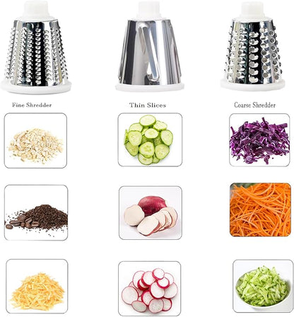 Dachenus Cheese Grater Rotary Cheese Grater,Versatile Cheese Shredder,Blades for Shredding, Grating, Slicing,Cheese Shredder with Suction Base and Cleaning Brush Kitchen Gift(white)