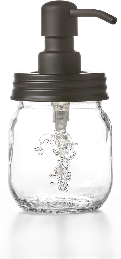 Mason Jar Soap and/or Lotion Dispenser for Hand Sanitizer, Liquid Soap or Hand/Body Lotion (Black, 12oz & 16oz)
