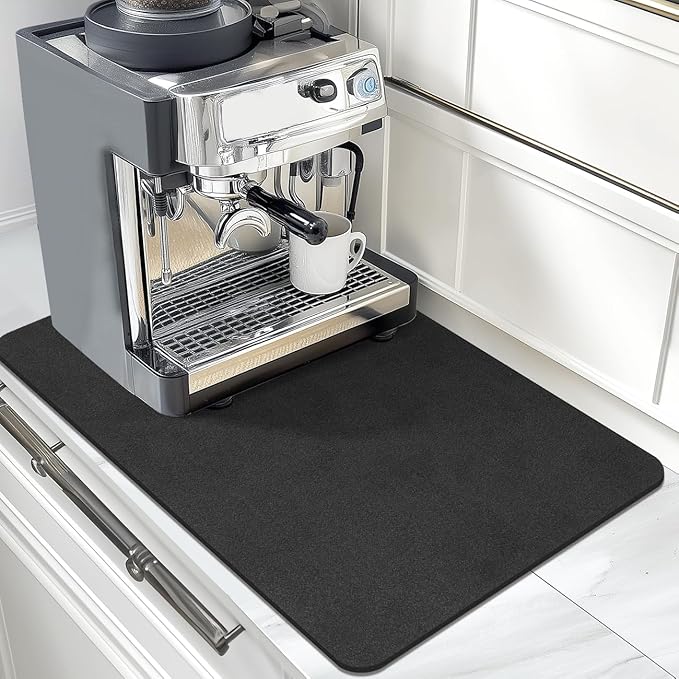 Findosom Dish Drying Mat, 16"x 24" Super Absorbent & Hide Stain Coffee Mat, Cuttable Drying Mat for Kitchen Counter, Coffee Bar Accessories, Under Dish Rack, Coffee Maker, Espresso Machine, Black-2 - Image 7