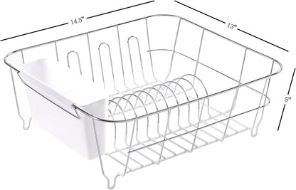 Sweet Home Collection 2 Piece Dish Drying Rack Set Drainer with Utensil Holder Simple Easy to Use Fits in Most Sinks, 14.5" x 13" x 5.25", White (Pack of 12) - Image 4