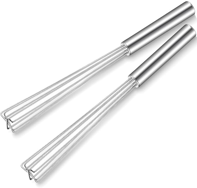 Baderke 2 Pack Espresso Whisk Tool 10.6" Long Handle Mini Whisk for Coffee Stirring Stainless Steel Silver Triangular Design Fit Coffee Chocolate Milk, Mixing Tool for Commercial Home Use by Baderke