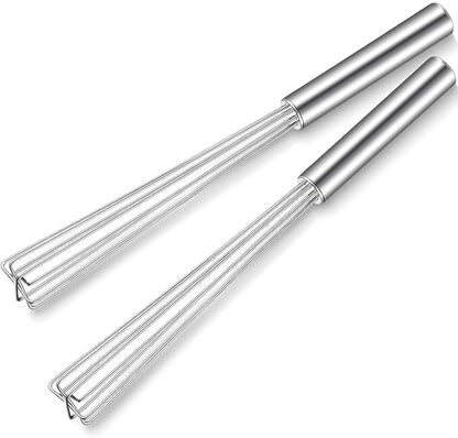Baderke 2 Pack Espresso Whisk Tool 10.6" Long Handle Mini Whisk for Coffee Stirring Stainless Steel Silver Triangular Design Fit Coffee Chocolate Milk, Mixing Tool for Commercial Home Use by Baderke