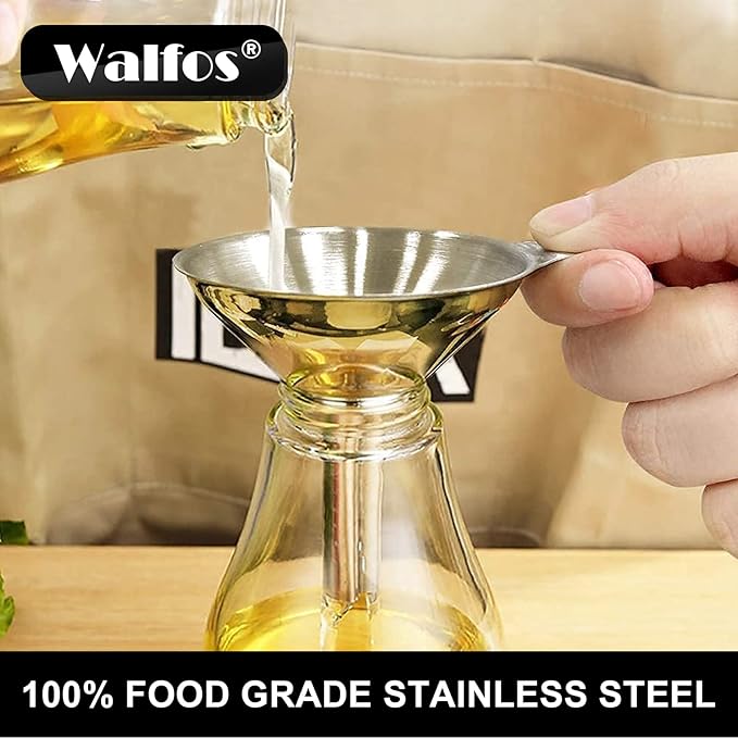 WALFOS Mini Stainless Steel Funnels, Multi-use Small Kitchen Funnel Set, for Transferring Liquid, Fluid, Essential Oils, Powder,Tiny Spices,Long-Lasting and Dishwasher Safe (3 in、2.2 in、1.7in) - Image 2