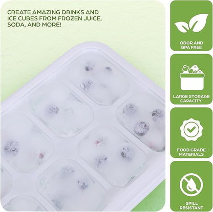 Ice Cube Tray Set – 4 Silicone Trays with Lids, Ice Bucket, Scooper & Tongs – Reusable BPA-Free Ice Maker for Freezer, Cocktails, Whiskey, Coffee, Baby Food & Kitchen Storage - Image 3