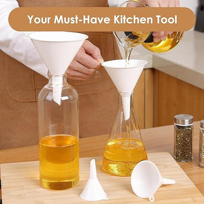 4 PCS Plastic Kitchen Funnel Set with Clean Brush, Food Grade Funnel for Kitchen Use Filling Bottles, Liquid, Protein Powder, Multifunctional Funnels for Cooking, Lab and Automotive Use - Image 4