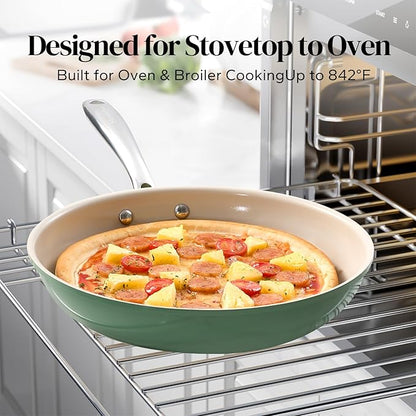 Redchef Nonstick Frying Pan Skillet, Ceramic Non-Stick Saute Pans, 9.5 inch Cooking Fry Pan with Stay Cool Handle, All Stovetops, Dishwasher/Oven Safe, PFAS-Free, Non Toxic (Green) - Image 9