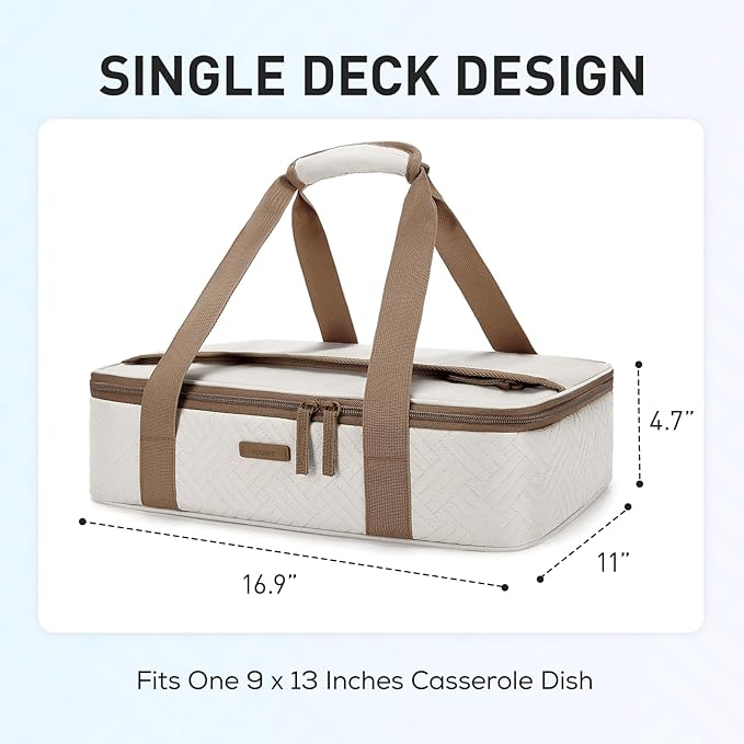 TOURIT Insulated Casserole Carrier for Hot or Cold Food Thermal Food Carrier for Picnic Cookouts Potluck Parties Fits 9" x 13" Baking Dish - Image 2