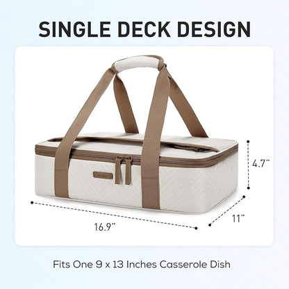 TOURIT Insulated Casserole Carrier for Hot or Cold Food Thermal Food Carrier for Picnic Cookouts Potluck Parties Fits 9" x 13" Baking Dish - Image 2