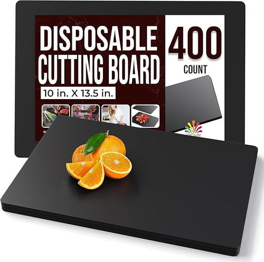 Crown Display Disposable Cutting Boards for Kitchen 400 Count Black Cutting Board 10 Inch X 13.5 Inch Flexible Cutting Boards For Kitchen ~ Patent Pending ~ Recyclable Disposable Cutting Board Sheets