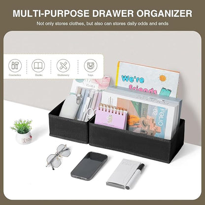 DIMJ Drawer Organizers - Set of 8 Foldable Closet Dividers for Baby Clothes, Socks, Belt, Tie (Black) - Image 3