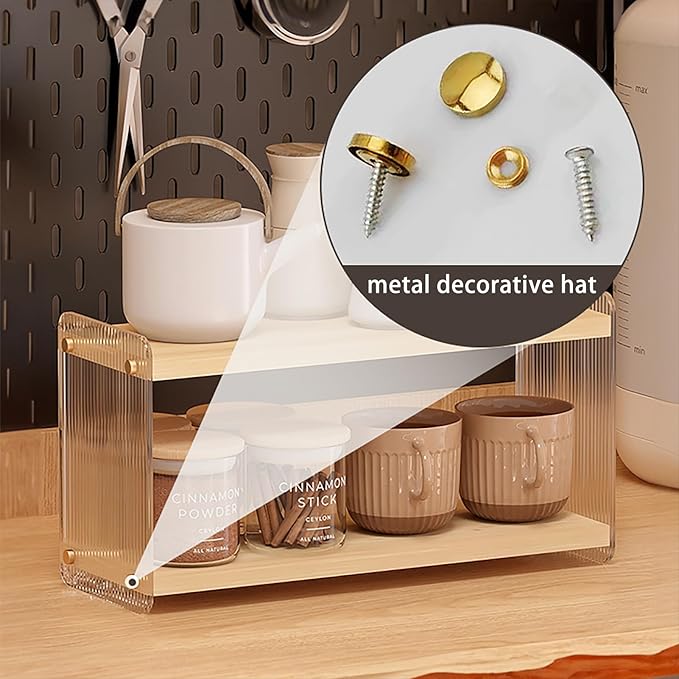 LiTY Coffee Station Organizer 2 Tier Acrylic Home Storage Mugs Hooks for Kitchen Countertops, Coffee Bars, for Placing Mugs, Coffee Beans, Syrup, Cups, Stirrers - Image 4