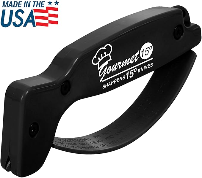 AccuSharp Gourmet Series, 15 Degree Knife Sharpener for Gourmet Knives, Diamond-Honed Tungsten Carbide Reversible Blades, Hones & Refines Straight-Edge or Serrated Gourmet Knives, Hand-Held, Black - Image 2